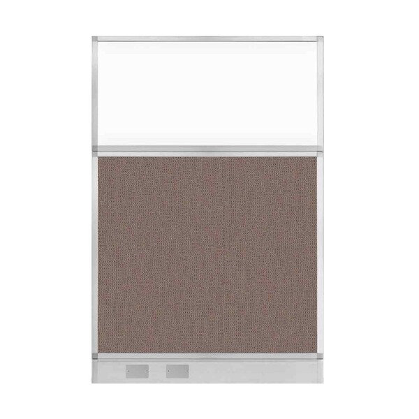 Hush Panel Configurable Cubicle Partition 4' x 6' Latte Fabric Clear Window w/ Cable Channel